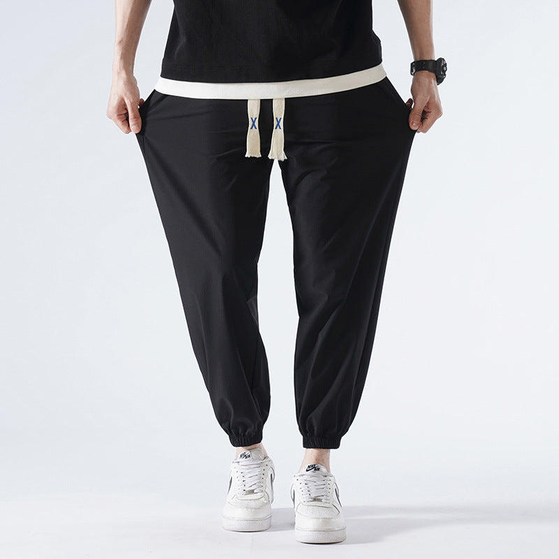Men's Light Relax-Fit Lounge Pants made of breathable Jersey with elastic tunnel waistband, wide drawstring & ribbed leg cuffs Mune Fashion