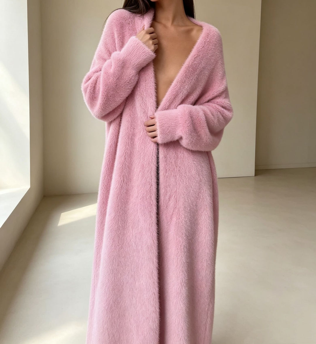 Women's Long Oversized Maxi Knit Cardigan with Open Front Mune Fashion