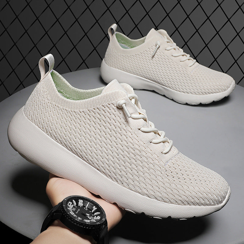 Unisex breathable knit slip-on sneakers with elastic shaft, pull tab and cushioned lightweight sole Mune Fashion