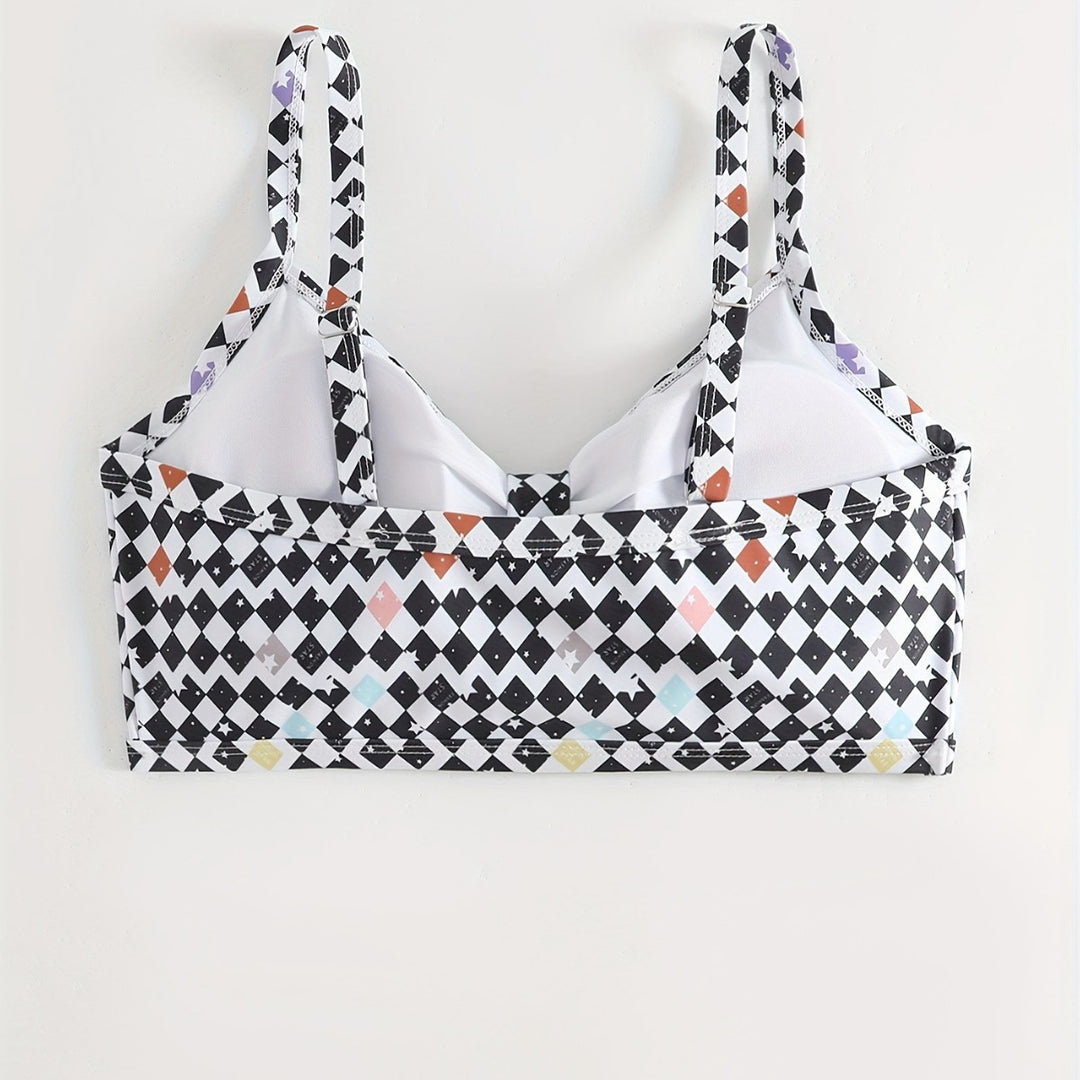 Women's Triangle Bikini Top with Modern Graphic Pattern Mune Fashion