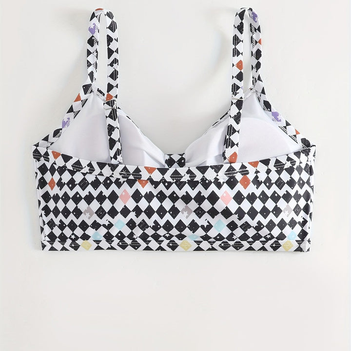 Women's Triangle Bikini Top with Modern Graphic Pattern Mune Fashion