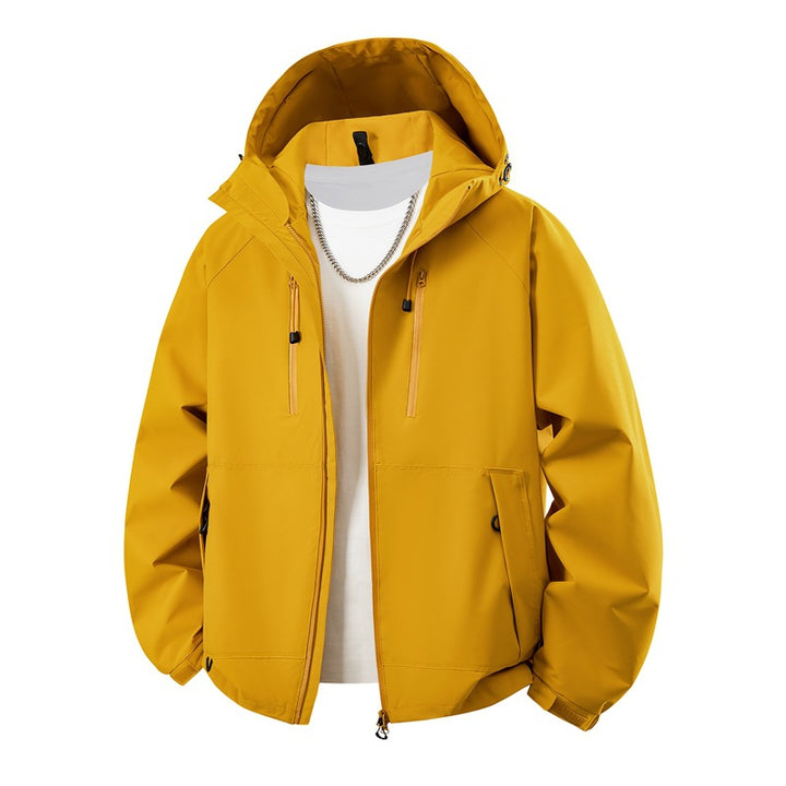Men's matte softshell hooded jacket with welded seams, two-way zipper and adjustable drawstring hem Mune Fashion