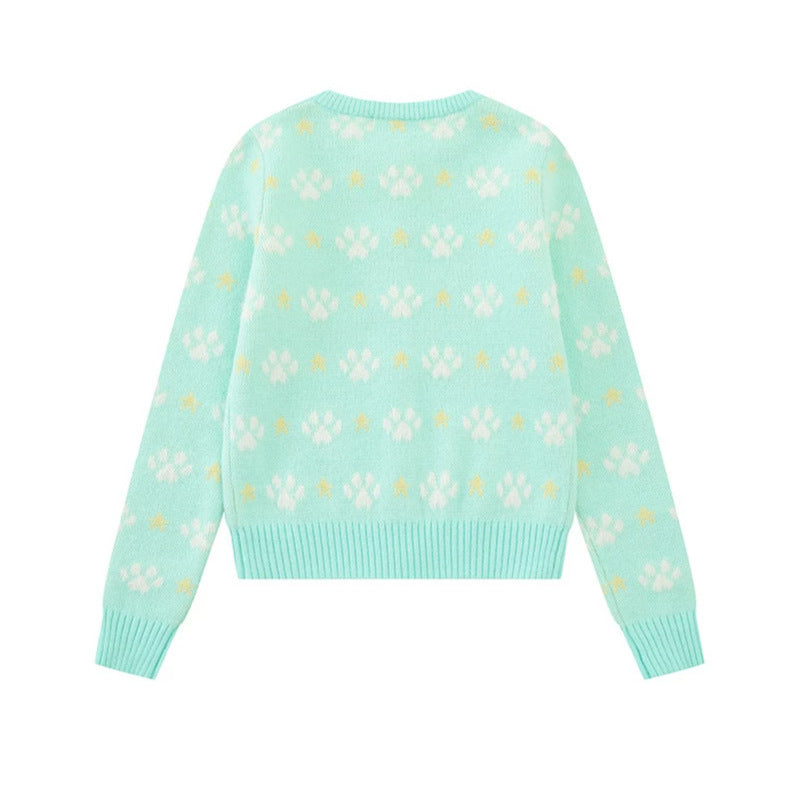 Women's cardigan with allover jacquard, round neck and button placket Mune Fashion