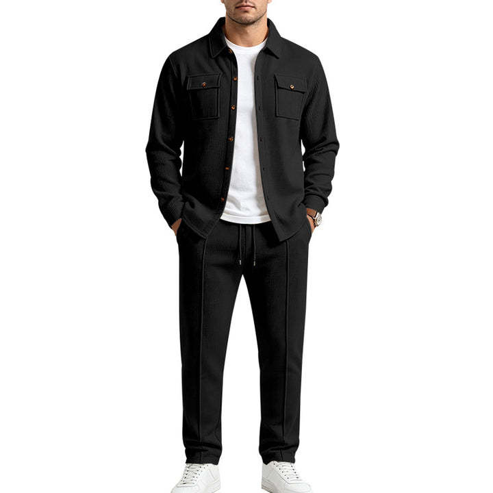 Men's overshirt and jogger set made of textured knit quality Mune Fashion