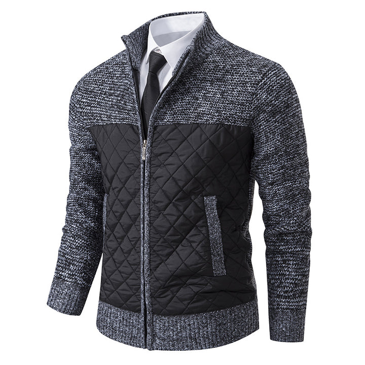 Men's quilted hybrid cardigan with diamond quilting, stand-up collar, insulating thermal lining, and zipper Mune Fashion