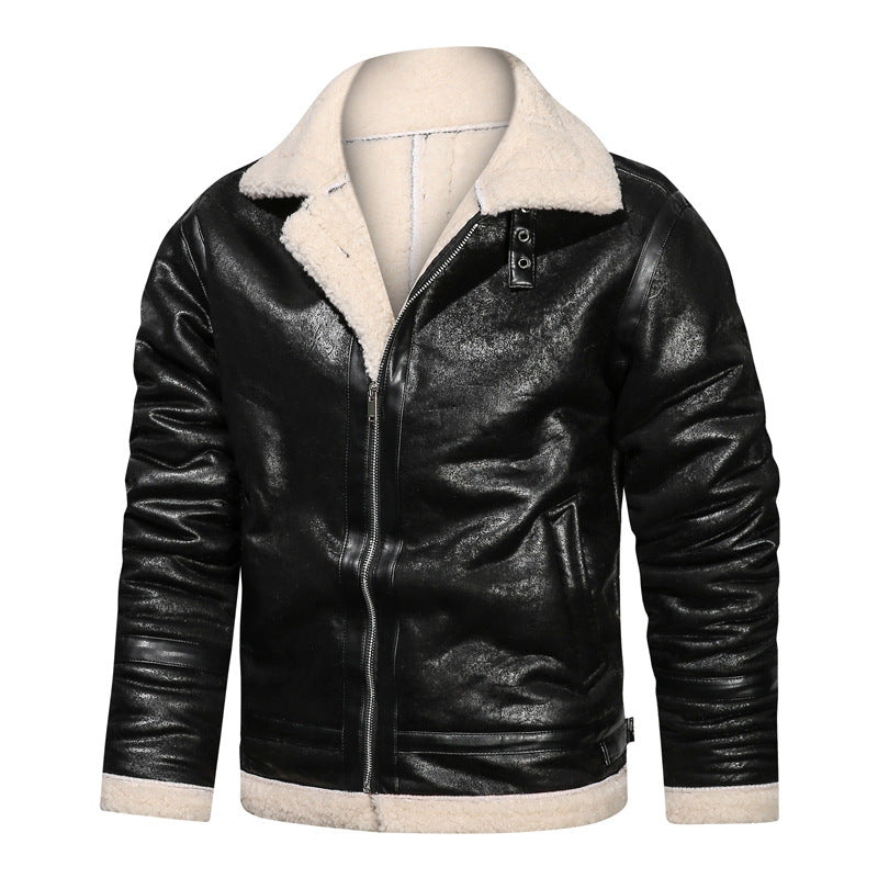 Men's flight jacket with lambskin lining and vintage faux leather look Mune Fashion