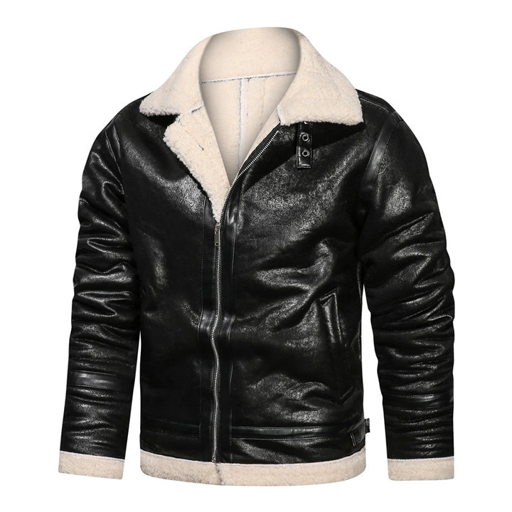 Men's flight jacket with lambskin lining and vintage faux leather look Mune Fashion