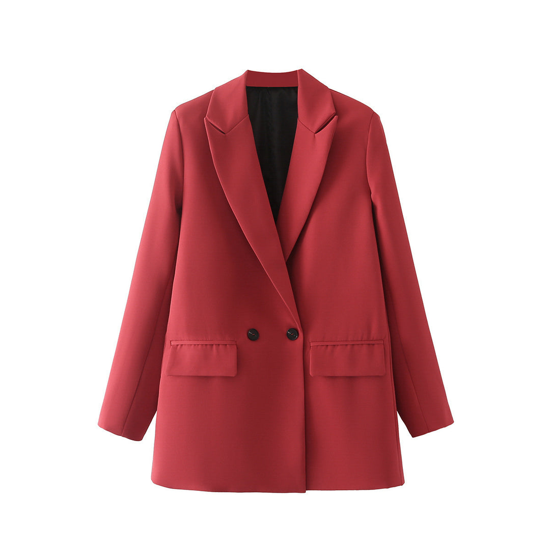 Women's Oversize Double-Breasted Blazer with Lapel and Soft Lining Mune Fashion