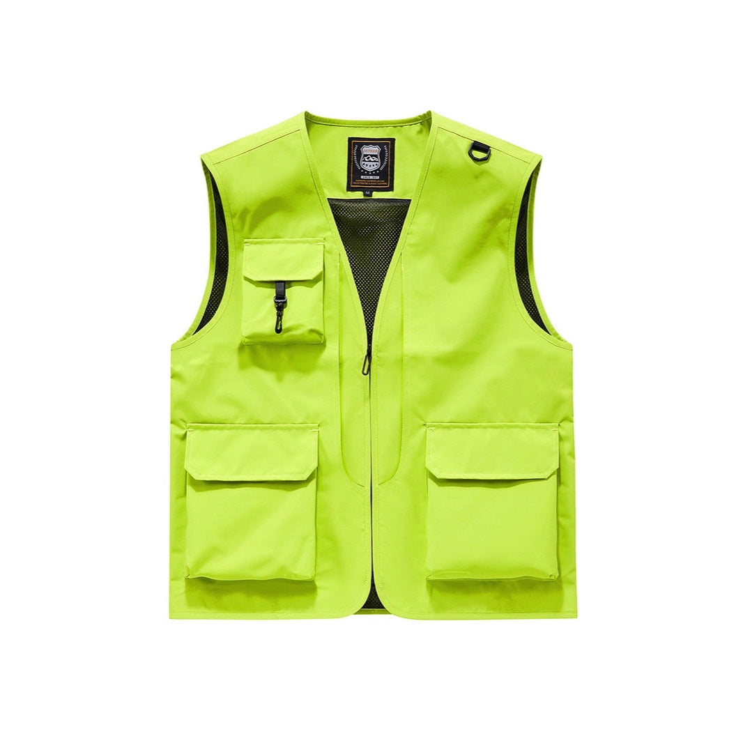 Unisex Multi-pocket Utility Vest with Mesh Lining, D-Ring, and Durable Exterior Pockets Mune Fashion
