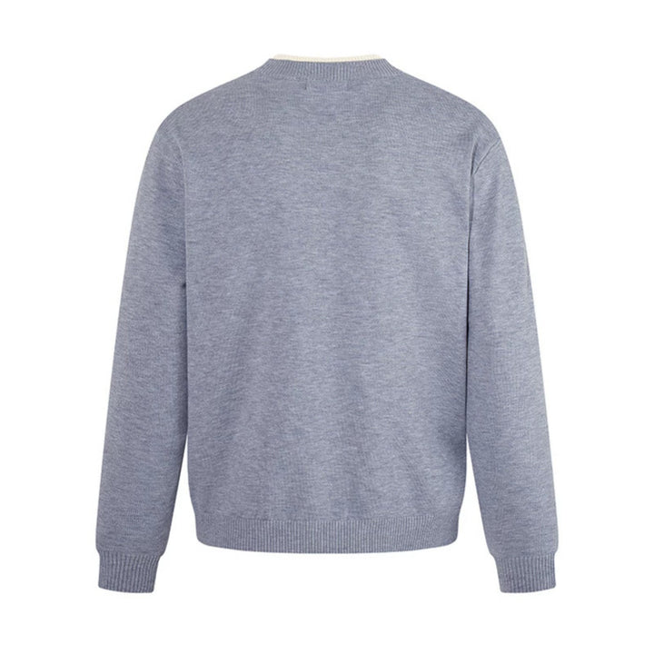 Men's fine-knit pullover with V-slit collar and ribbed finish Mune Fashion