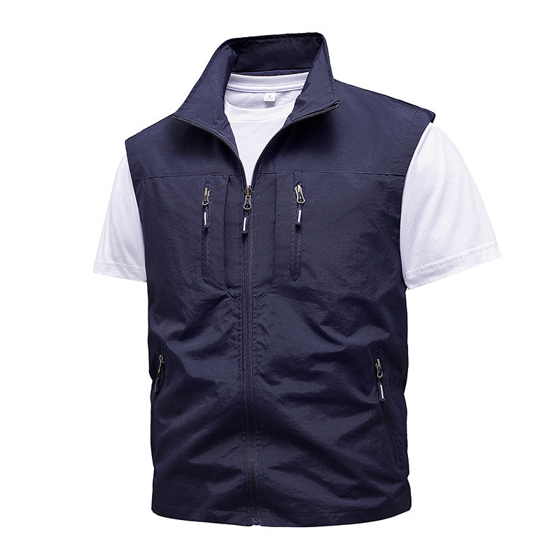 Men's functional zip vest with multiple zip pockets and high stand-up collar Mune Fashion