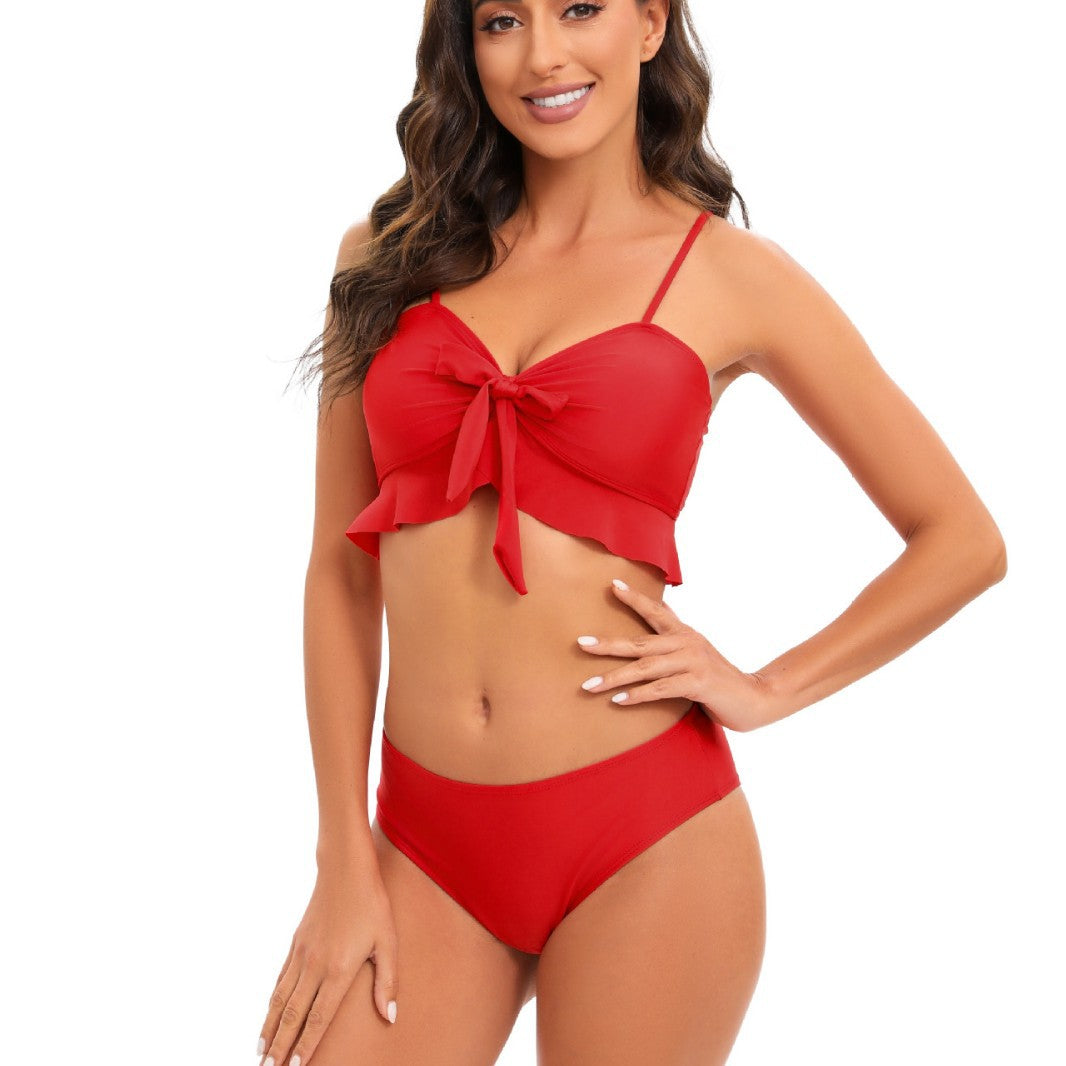 Women's Bikini Set with Ruffle Details and High-Waisted Shorts Mune Fashion