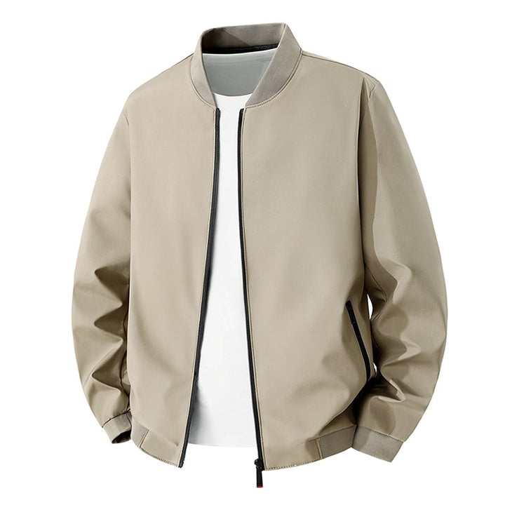 Men's Lightweight Minimalistic Bomber Jacket with Stand-up Collar, Water-repellent Outer Shell and Zipper Pockets Mune Fashion
