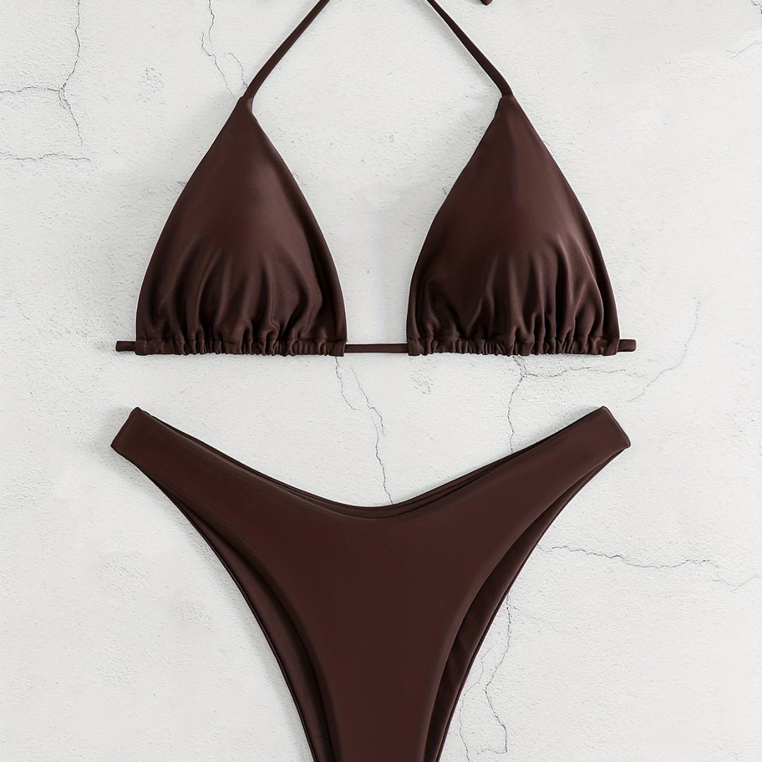 Women Triangle Bikini Set with Gathered Design Mune Fashion