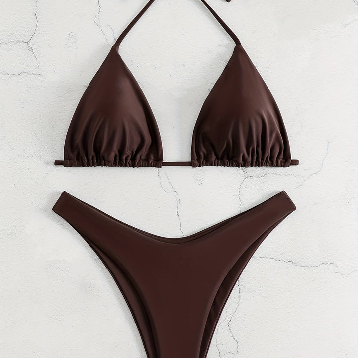 Women Triangle Bikini Set with Gathered Design Mune Fashion