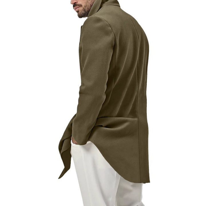 Men's short coat in marine style made of wool blend with double button placket and large lapel Mune Fashion