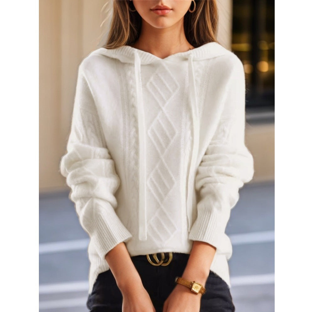 Women's cozy hoodie made of cashmere blend with cable pattern and oversized fit Mune Fashion