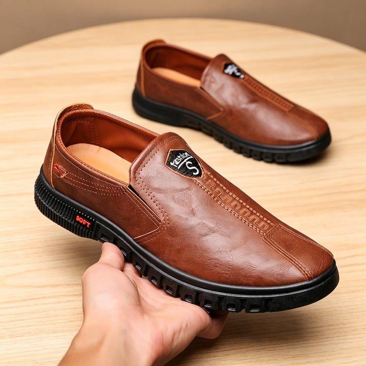 Men's Elegant and Comfortable Slip-On Leather Shoes Mune Fashion