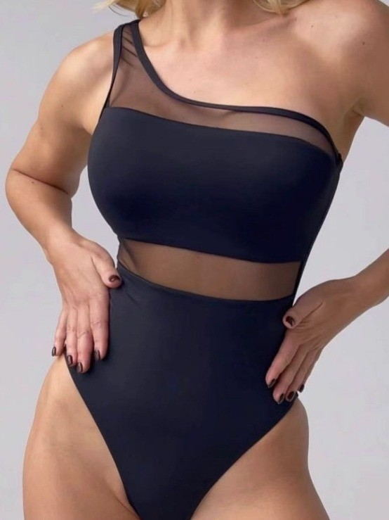 Ladies one-sided swimsuit with transparent inserts Mune Fashion