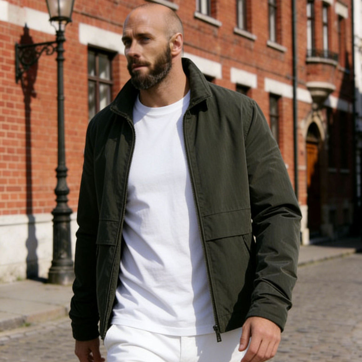 Men's Lightweight Utility Blouson Jacket with Shirt Collar and Applied Flap Pockets Mune Fashion
