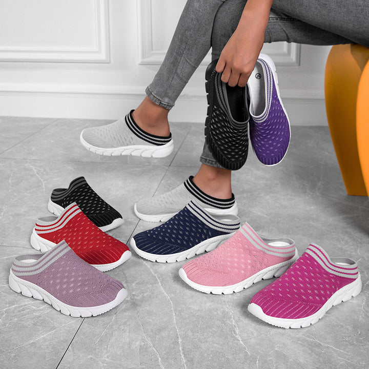 Women's knitted mule with sock-like shaft and cushioned segment outsole Mune Fashion