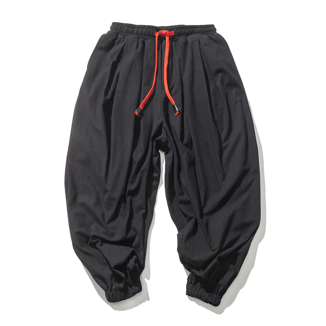 Men's casual linen jogger pants with drawstring, textured surface, and elastic cuffs Mune Fashion