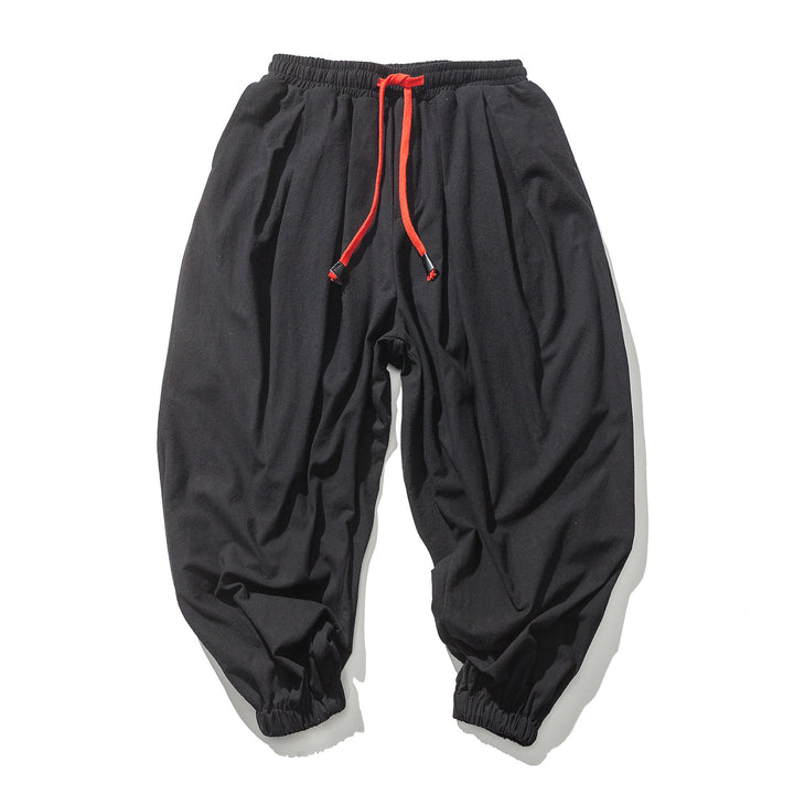 Men's casual linen jogger pants with drawstring, textured surface, and elastic cuffs Mune Fashion