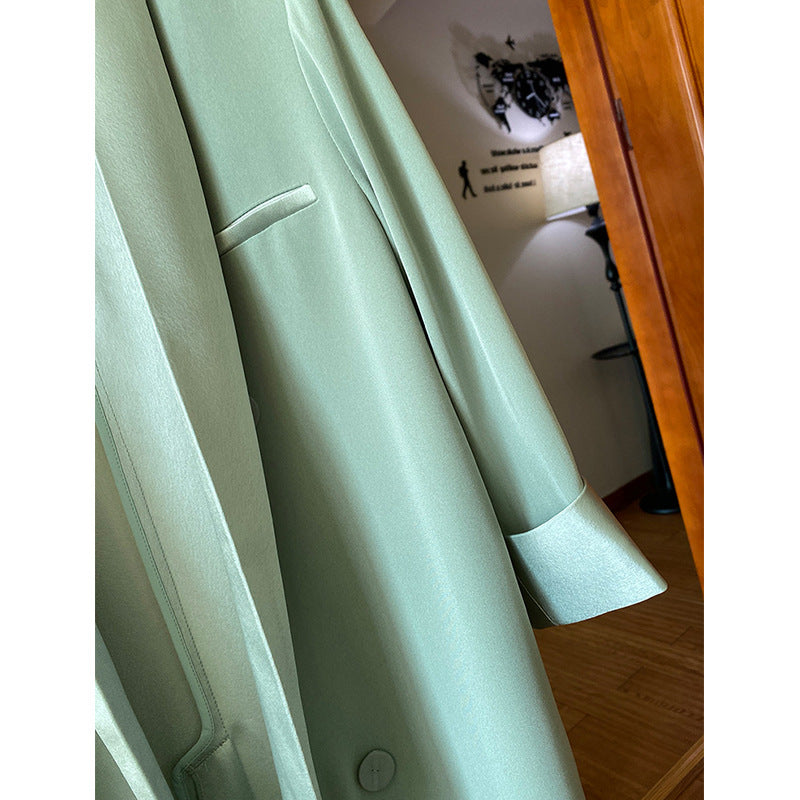 Women Elegant Blazer with Shimmering Lapel Mune Fashion
