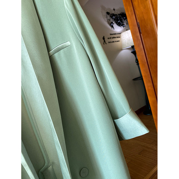 Women Elegant Blazer with Shimmering Lapel Mune Fashion
