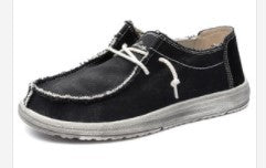 Men's casual moccasin sneaker made of denim fabric with elastic rope lacing and padded comfort sole Mune Fashion
