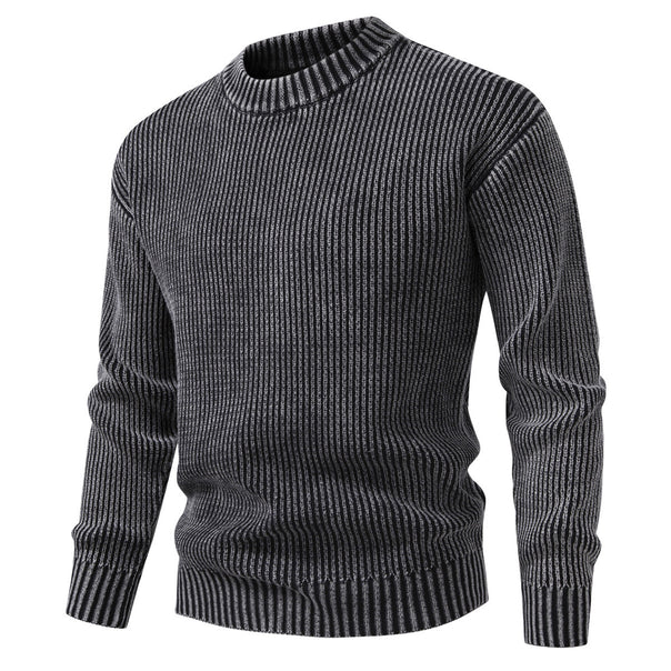 Men's fine knit ribbed sweater with mock neck and elastic hem Mune Fashion