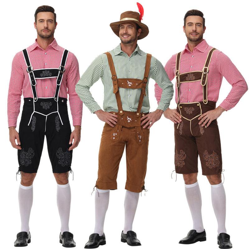 Men's traditional lederhosen with suspenders and embroidery Mune Fashion