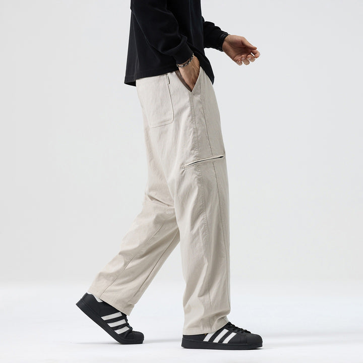 Men's Loose Fit Work Pants in Cargo Look with Drawstring Waist and Flat Knee Pockets Mune Fashion