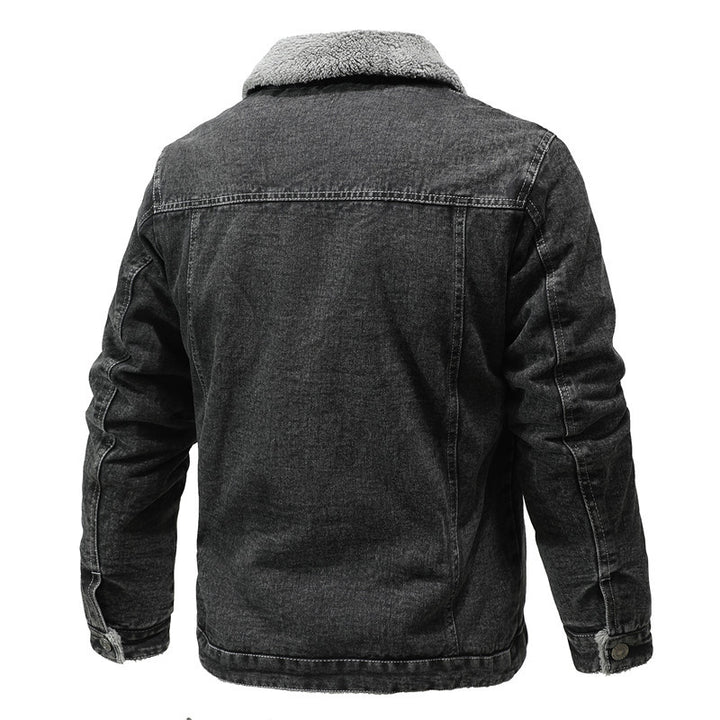 Men's washed denim worker jacket with teddy lining and inset side pockets Mune Fashion