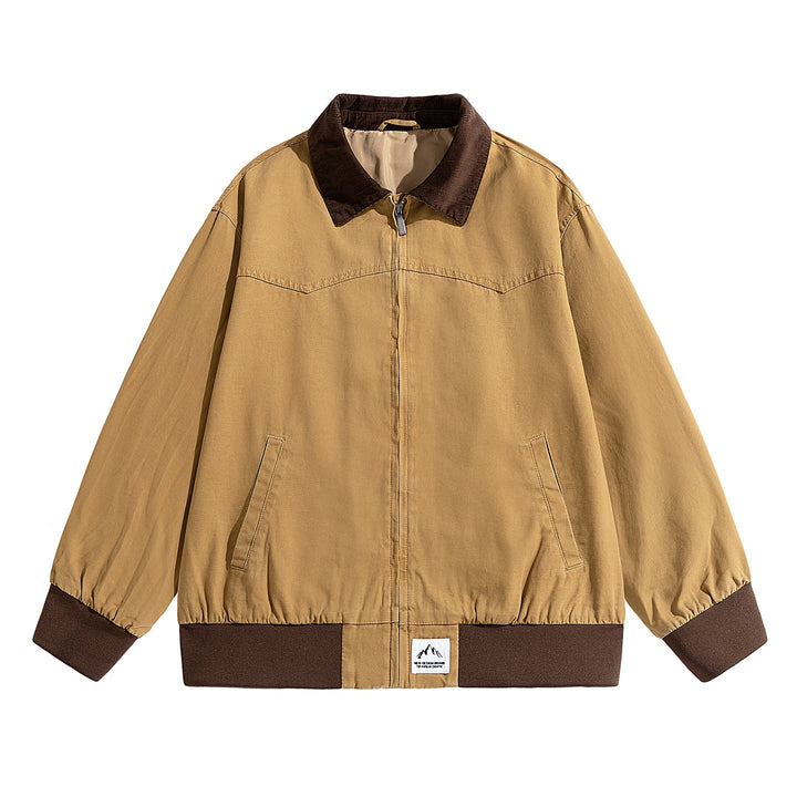 Men's Oversized Field Bomber Jacket with Cord Collar, Elastic Hem & Concealed Zipper Mune Fashion