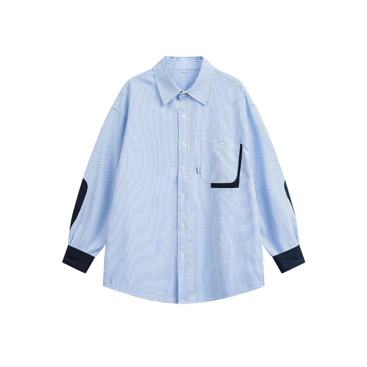 Unisex Wide Stripe Shirt in Shirt Jacket Style with Contrast Details Mune Fashion