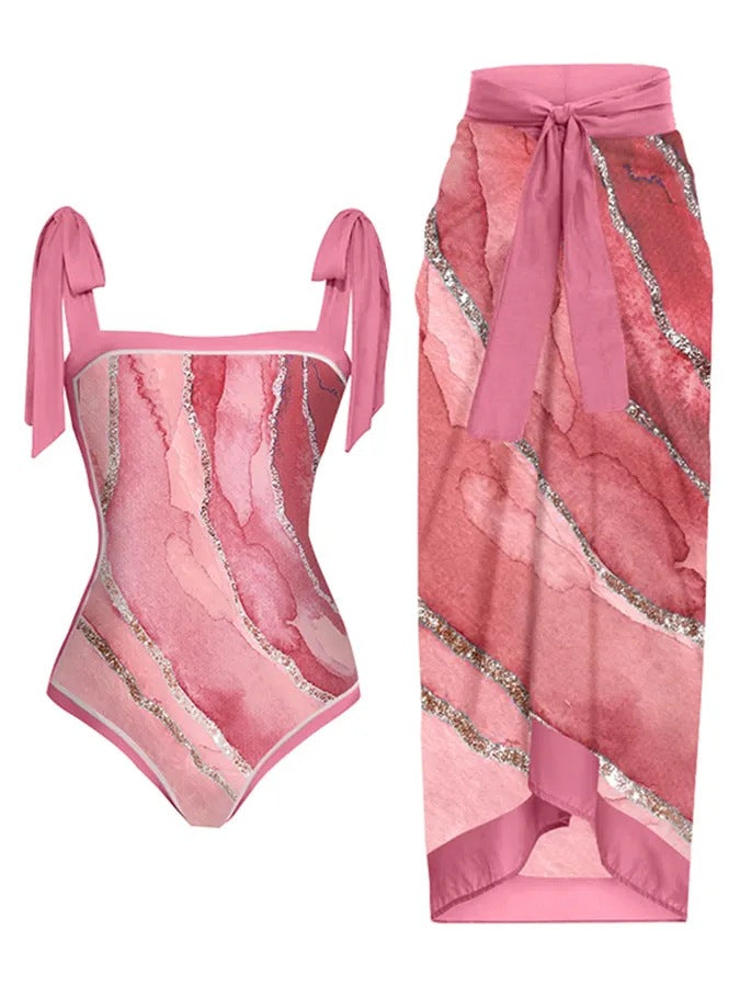 Women's Swimwear Set with Stylish Wrap Skirt Mune Fashion