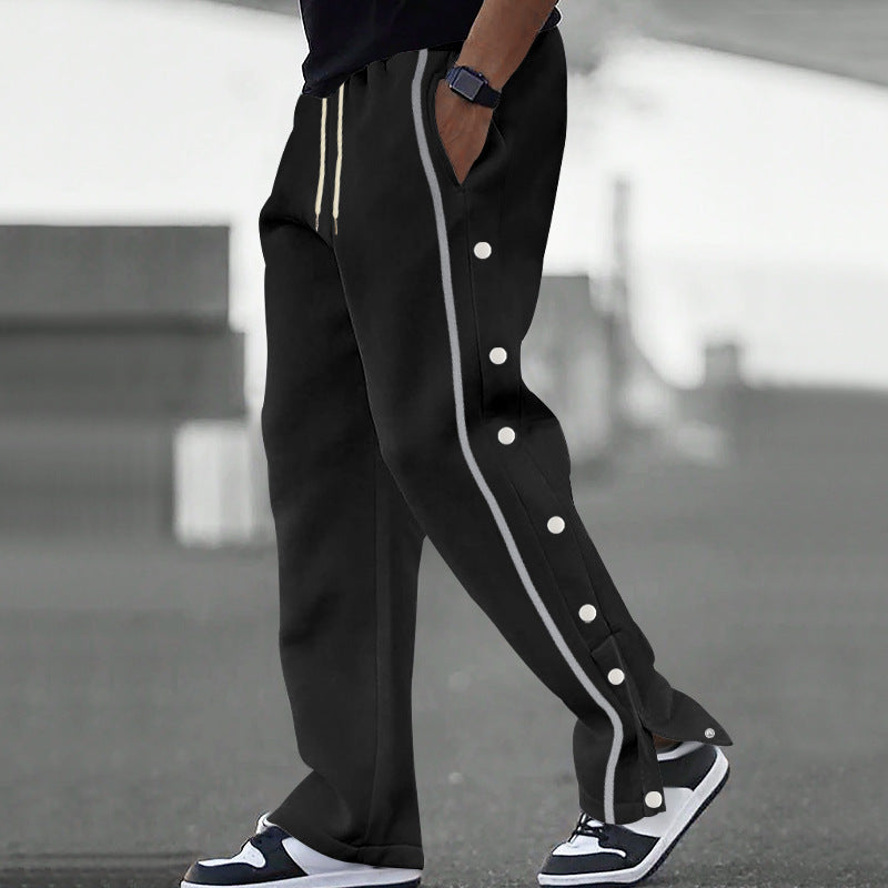 Men's Sporty Loose Jogging Pants with Snap Buttons Mune