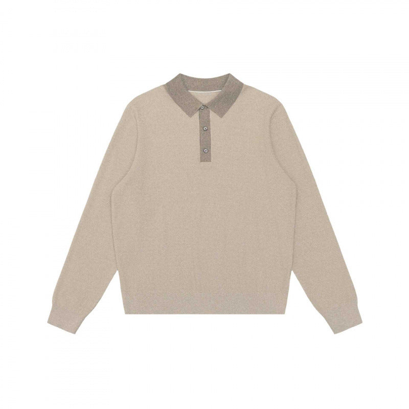 Unisex fine knit polo sweater with Henley button placket and ribbed cuffs Mune Fashion