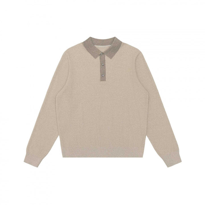 Unisex fine knit polo sweater with Henley button placket and ribbed cuffs Mune Fashion