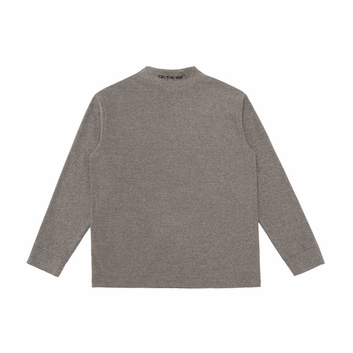 Unisex finely structured mock neck pullover made of cotton blend with subtle chest embroidery Mune Fashion