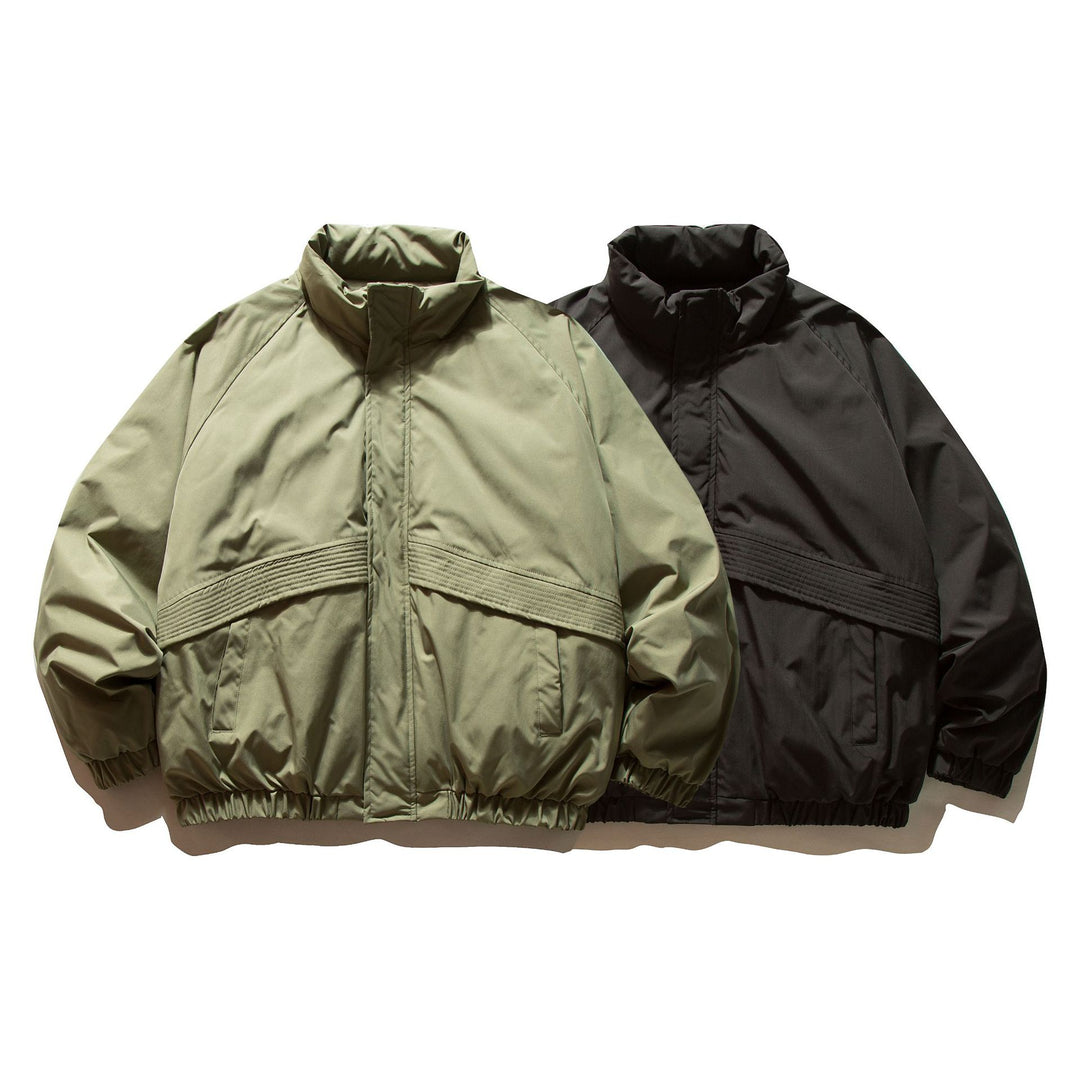 Men's Quilted Boxy Bomber with High Stand Collar and Elastic Hem Mune Fashion