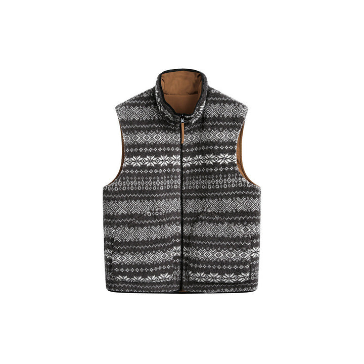 Unisex Padded Fleece Vest in Norwegian Design with Stand Collar and Two-Way Zipper Mune Fashion