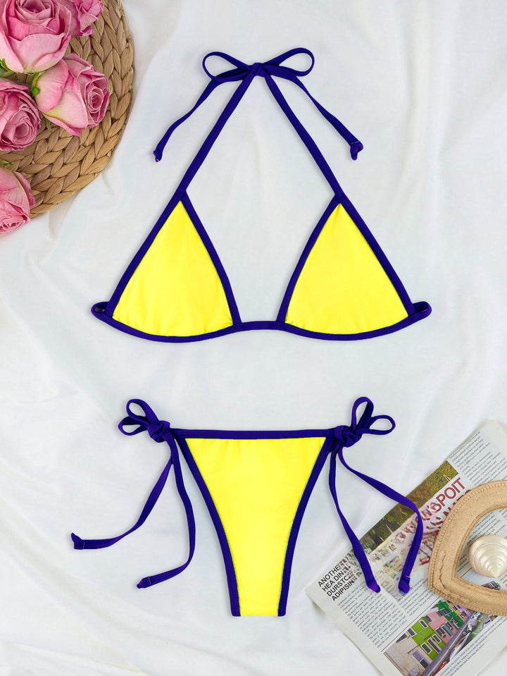 Women Triangle Bikini Set with individually adjustable drawstring Mune Fashion