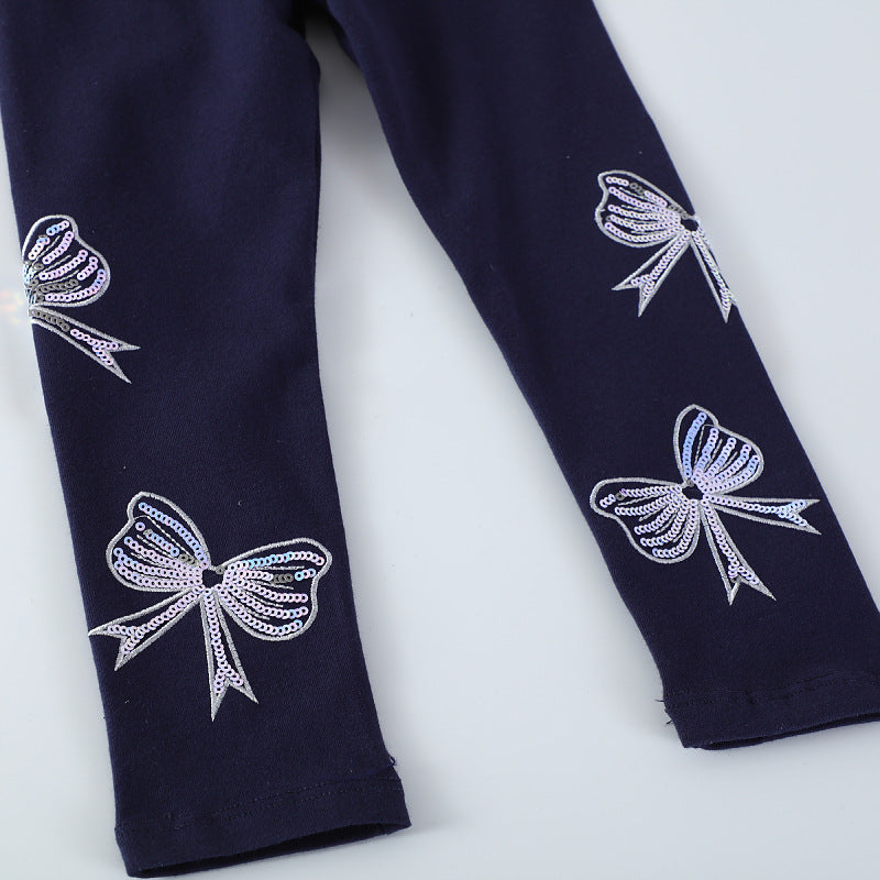 Girls' leggings with colorful bow appliqués Mune Fashion