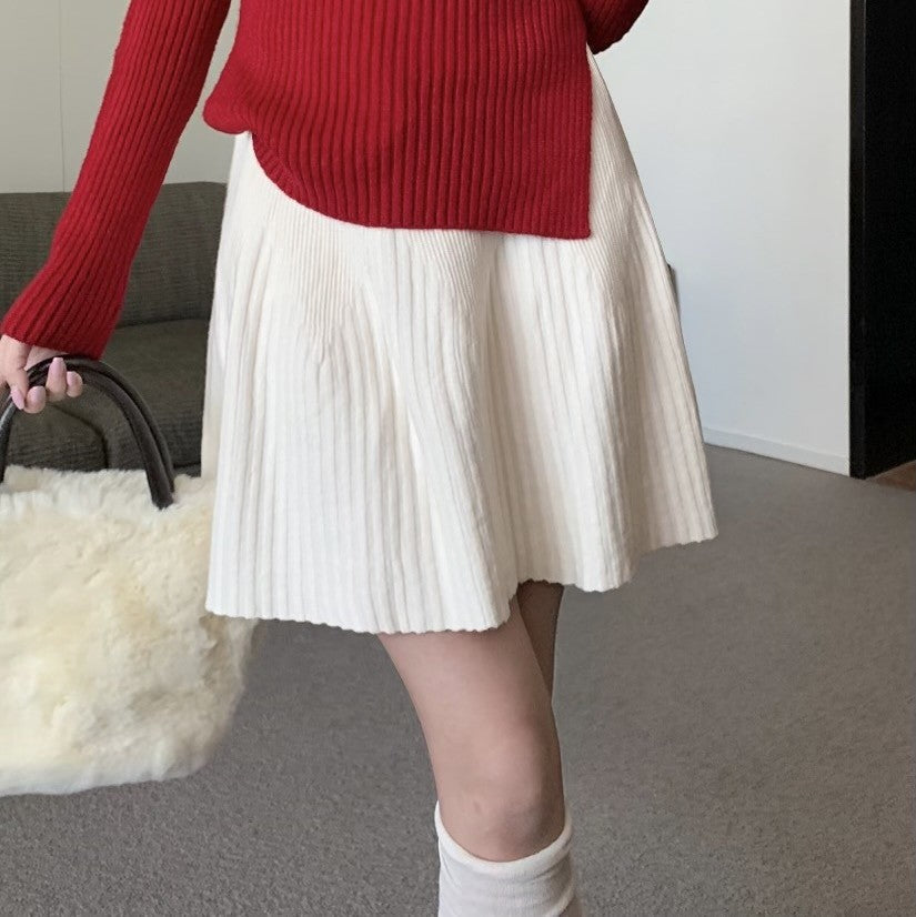 Women's Fashionable Pleated Skirt with Elastic Waistband Mune Fashion