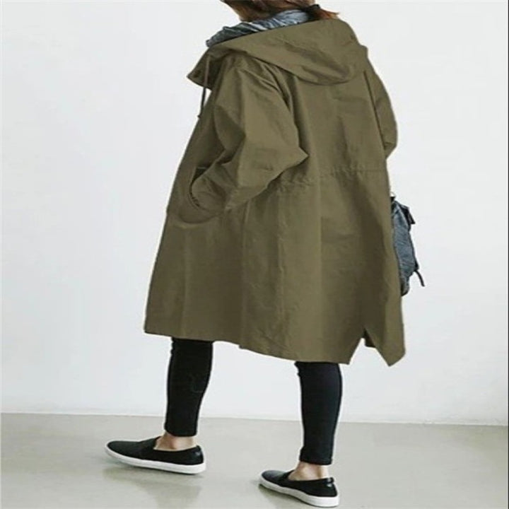Women's nan lightweight oversized parka coat with hood, drawstring waist and side slit Mune Fashion