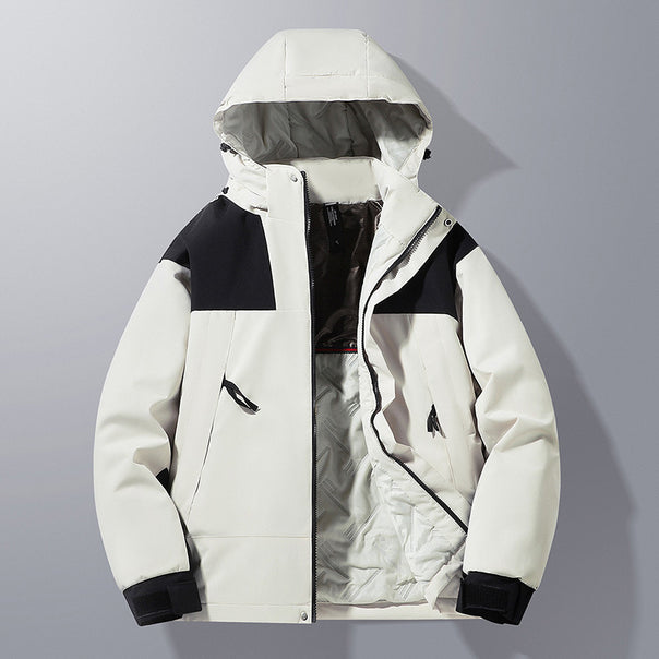 Men's softshell insulation jacket with hood, contrast trim, and adjustable Velcro cuffs Mune Fashion