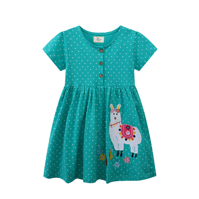 Girl's casual dress with button-embellished chest Mune Fashion