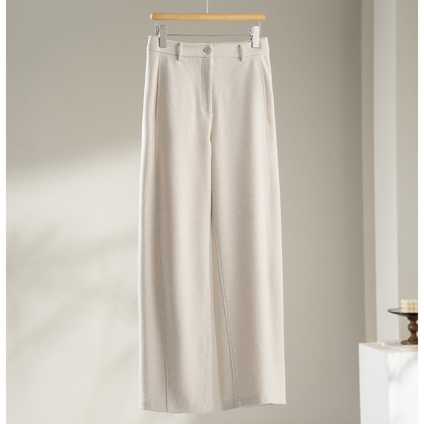 Women's High-Waist Pants with Ironed Pleat and Straight Leg Mune Fashion